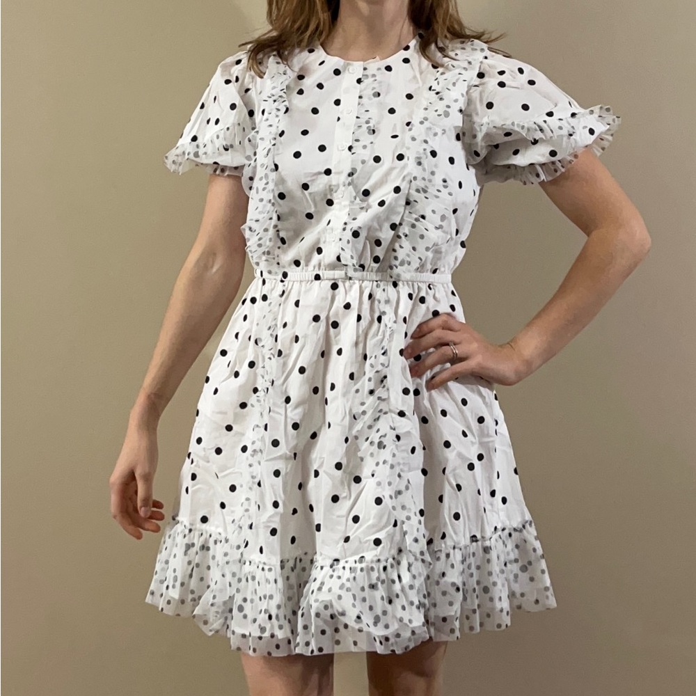 Polka Dot Short Sleeve Cotton Minidress - TopShop